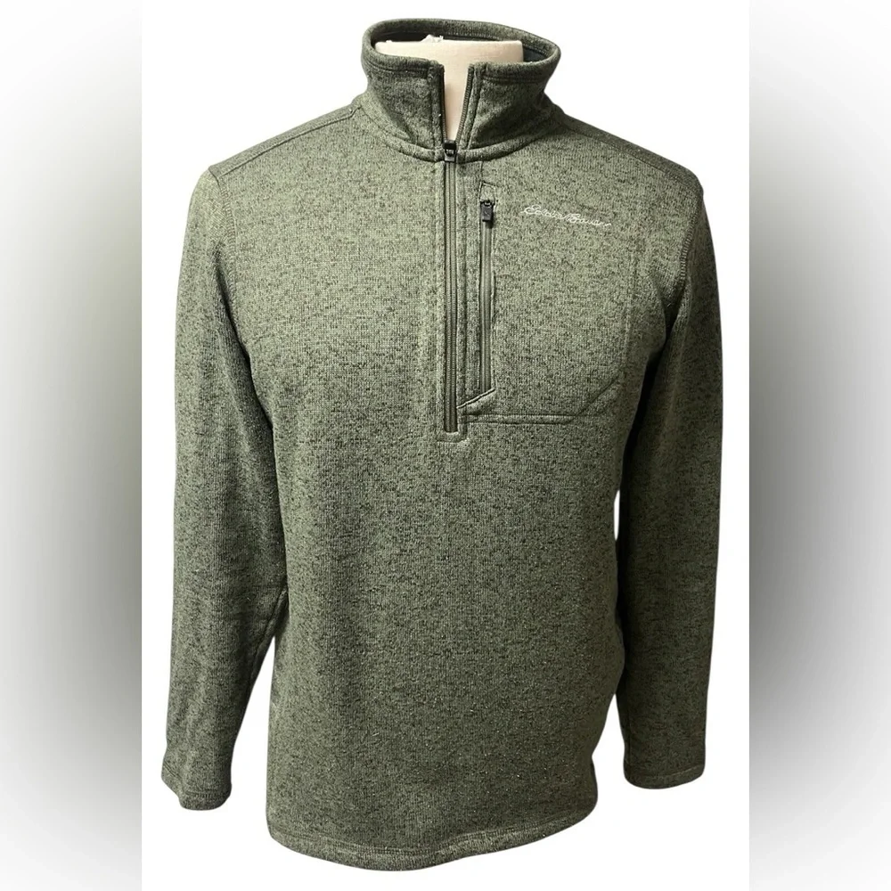 Eddie Bauer men’s olive green zip fleece long sleeve pullover sweater 3XLT